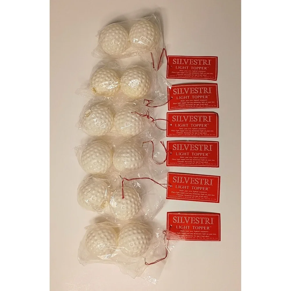 Vtg 6 Packs SILVESTRI Light Toppers Covers Plastic Golf‎ Balls Golf Christmas
